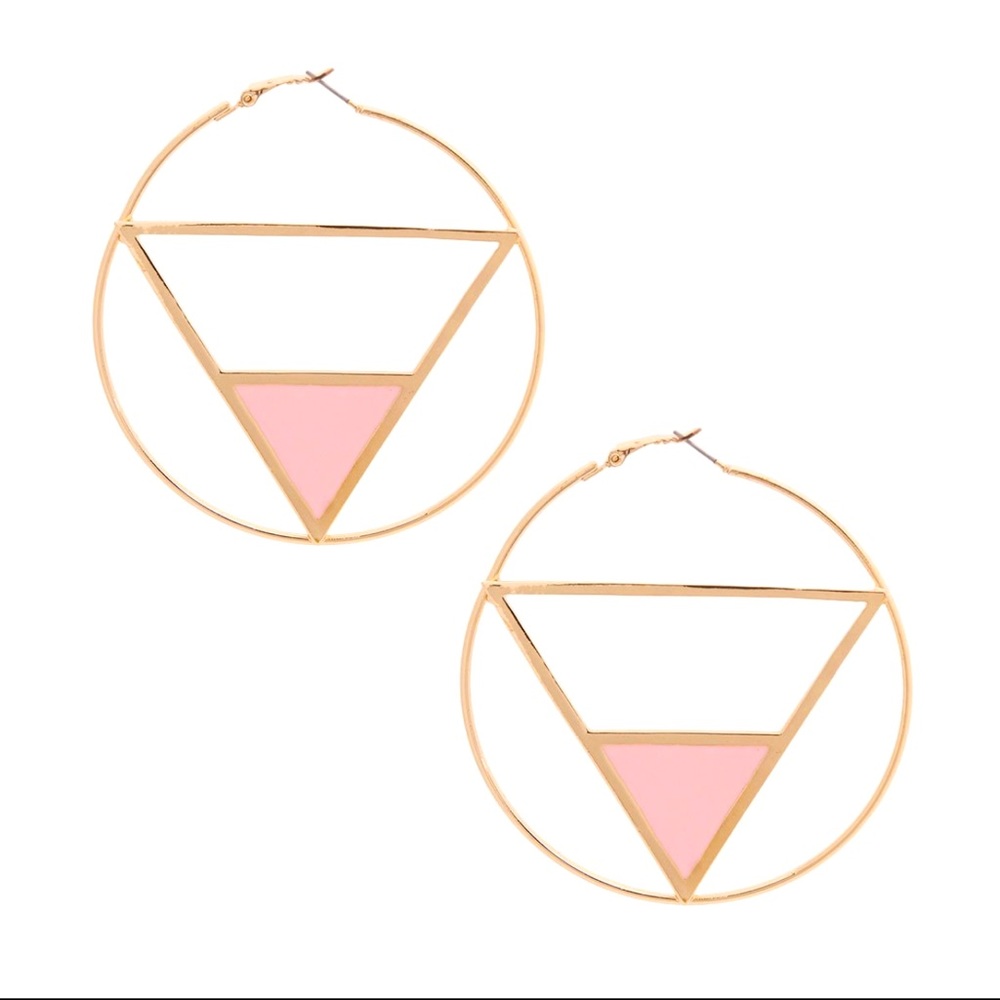 Gold and Pink Geo Hoops